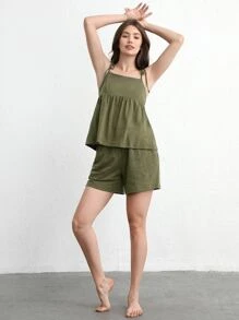 Ocili Leisure Comfy & Breathable Cotton Hem Waist Band Lounge Bottoms - Olive Green - Army Green - View 10