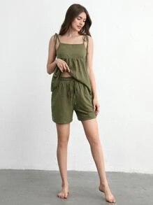 Ocili Leisure Comfy & Breathable Cotton Hem Waist Band Lounge Bottoms - Olive Green - Army Green - View 7