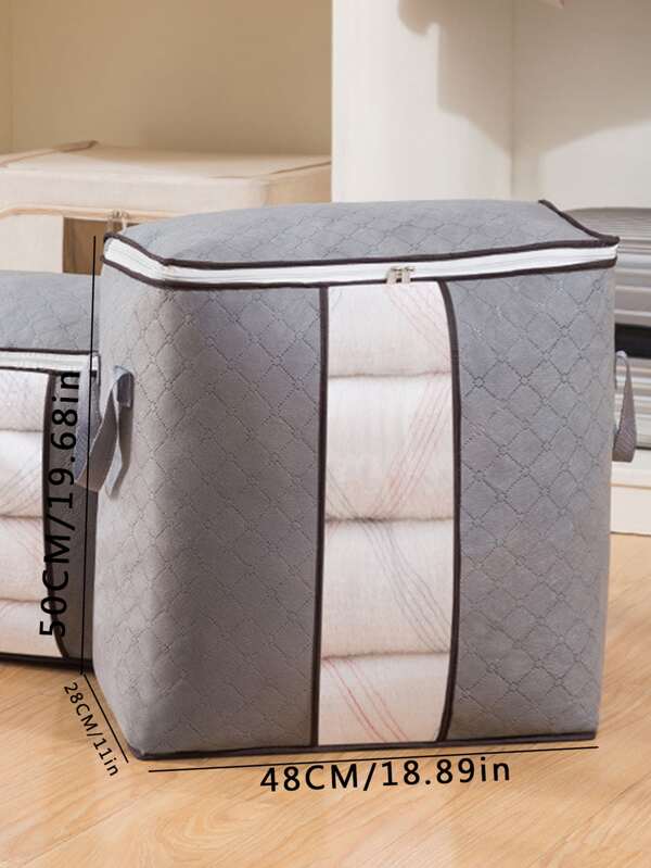 1pc Large Capacity Zipper Visual Quilt Storage Bag, Moistureproof