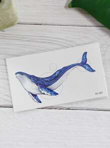 15 Pegatinas De Tatuajes De Animales Impermeables Con Estilo De Pintura China Con Coloridos Pulpos, Ballenas, Serpientes, Conejos, Grullas, Rosas, Flores Y Otros Patrones Bajo Un Cielo Que Cambia Gradualmente De Color. - Multicolor - Ver 4