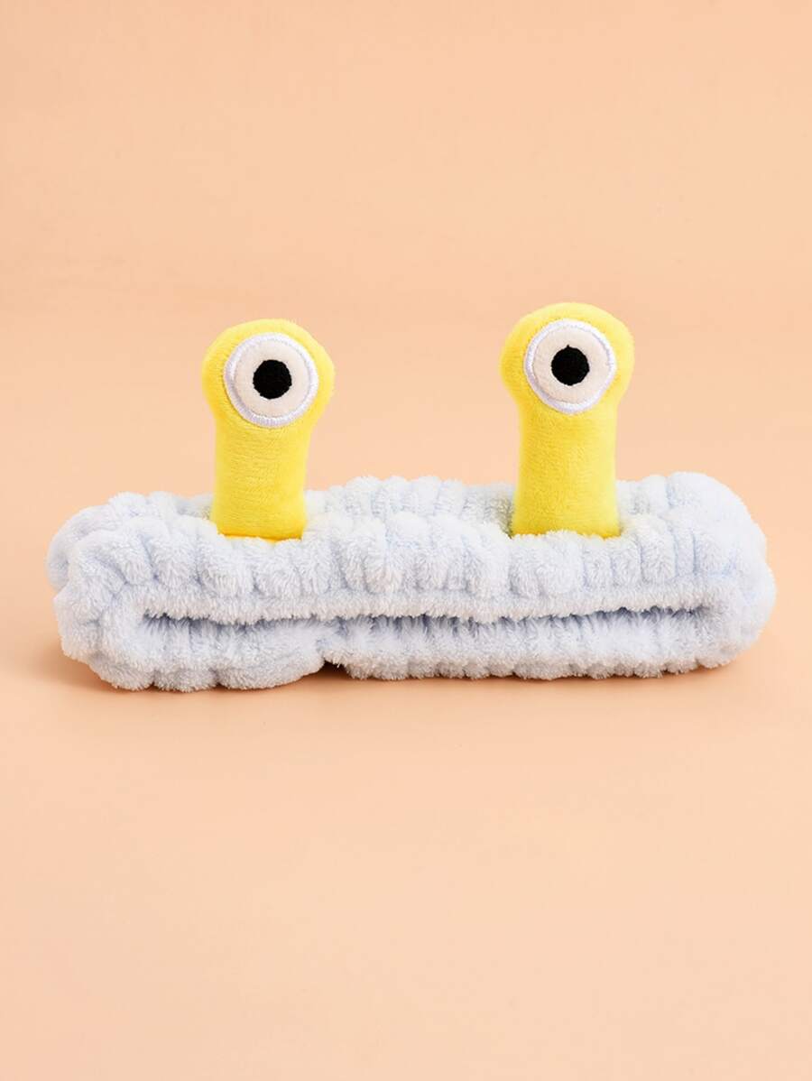 1pc Light Blue Bath Headband, Cute Polyester Cartoon Eye Decor Facial Makeup Headband For Bathroom - Blue - View 1