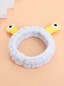 1pc Light Blue Bath Headband, Cute Polyester Cartoon Eye Decor Facial Makeup Headband For Bathroom - Blue - View 3