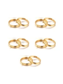 10pcs/set Minimalist Adjustable DIY Ring Base For DIY Jewelry Making - Yellow Gold - View 1