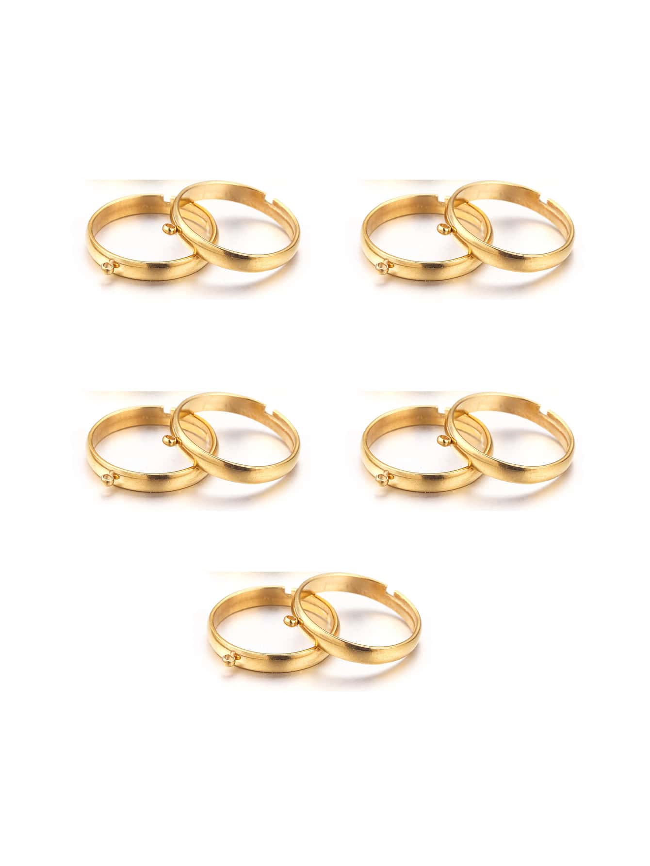 10pcs/set Minimalist Adjustable DIY Ring Base For DIY Jewelry Making - Yellow Gold - View 1