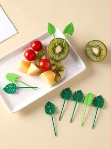 10入組/套ABS叉子創意熱帶樹葉設計迷你廚房水果叉 - 彩色 - 查看 1
