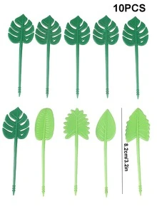10入組/套ABS叉子創意熱帶樹葉設計迷你廚房水果叉 - 彩色 - 查看 2