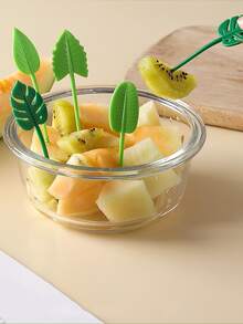 10入組/套ABS叉子創意熱帶樹葉設計迷你廚房水果叉 - 彩色 - 查看 3