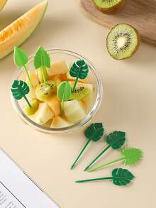 10入組/套ABS叉子創意熱帶樹葉設計迷你廚房水果叉 - 彩色 - 查看 4
