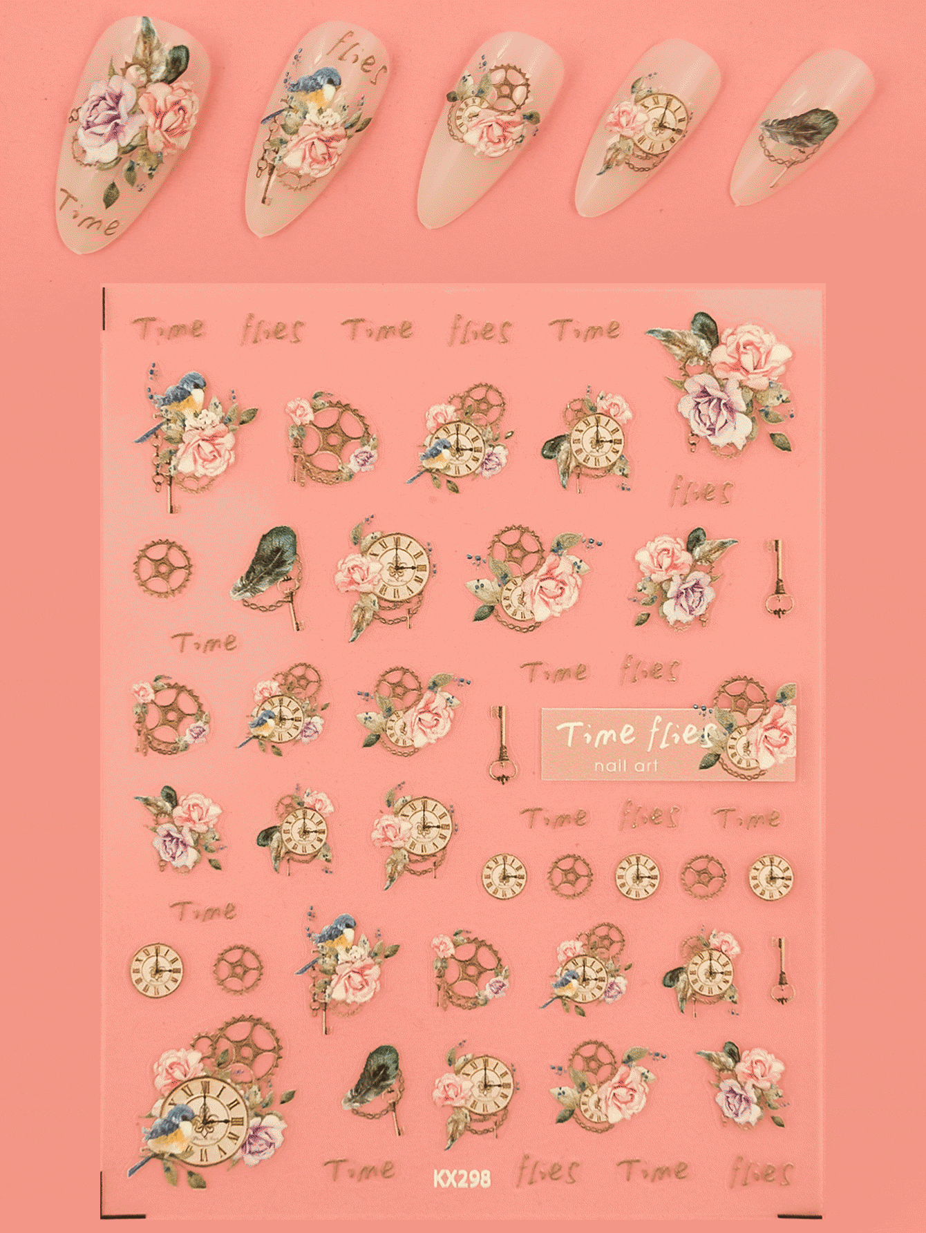 1sheet Clock Pattern Nail Art Sticker SHEIN USA