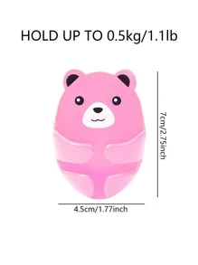 1入組可愛熊形黃色壁掛掛鉤家用塑料插頭掛鉤 - 黃色 - 查看 3