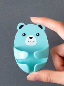 1入組可愛熊形黃色壁掛掛鉤家用塑料插頭掛鉤 - 黃色 - 查看 7