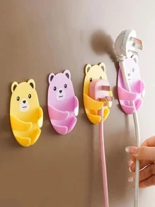 1入組可愛熊形黃色壁掛掛鉤家用塑料插頭掛鉤 - 黃色 - 查看 5