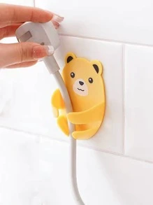 1入組可愛熊形黃色壁掛掛鉤家用塑料插頭掛鉤 - 黃色 - 查看 1