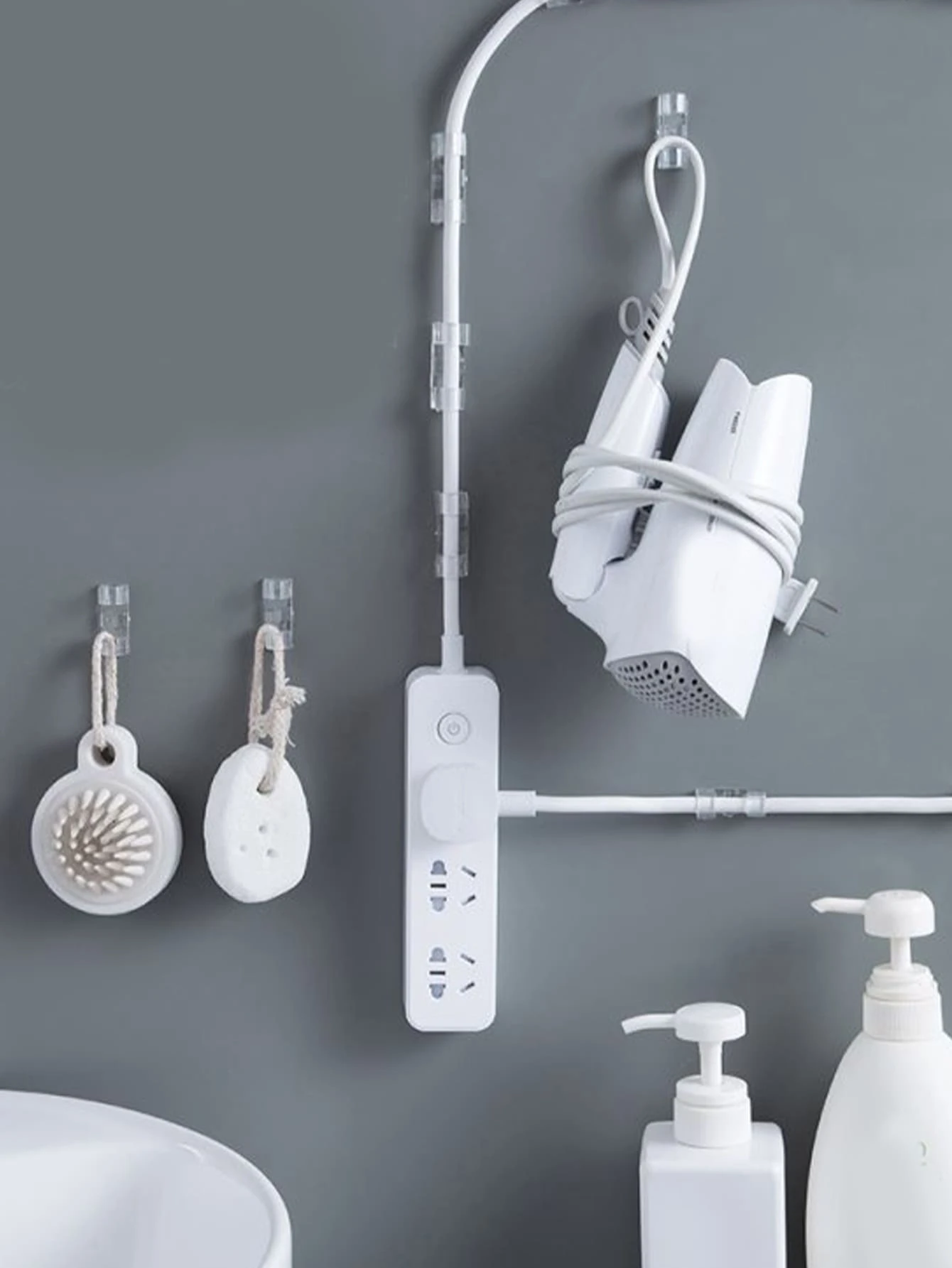 20入組/套免打孔塑料電線固定器簡約透明壁掛式家用線架 - 無色 - 查看 1