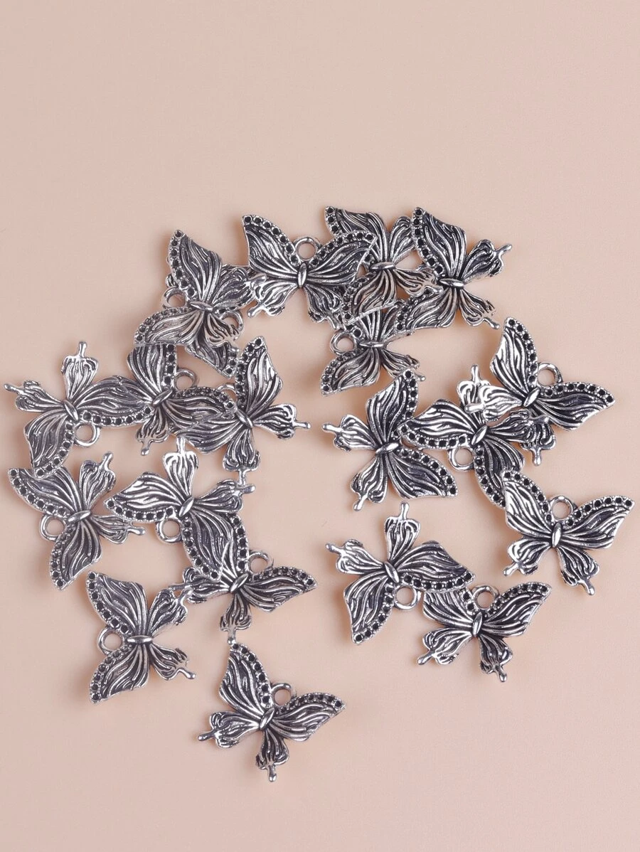20pcs/pack Funky Butterfly DIY Pendant For DIY Necklace Bracelet Making - Silver - View 1