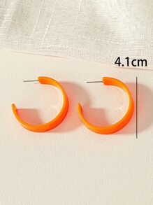 1對休閒極簡圓耳環適用於女士日常裝飾 - 熒光色 - 查看 3