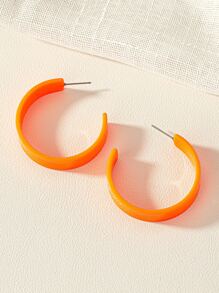 1對休閒極簡圓耳環適用於女士日常裝飾 - 熒光色 - 查看 5