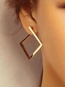 1 par de pendientes cuadrados de hierro minimalistas y modernos para mujer, joyería para fiestas y uso diario