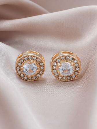 方晶鋯石裝飾耳釘