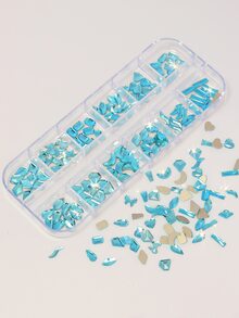 12 Lưới Đá Rhinestones Không Đối Xứng Màu Xanh Hồ Trang Trí Móng Tay - Màu xanh bụi bặm - Xem 3