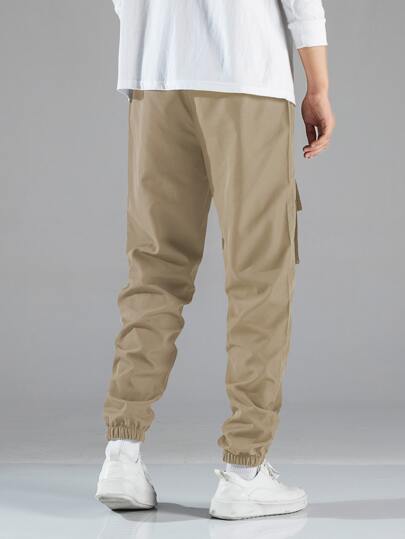 Guys Letter Graphic Drawstring Cargo Pants