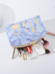 1Pc Blue Marble Portable Water-Proof Large Capacity Makeup Bag For Women Girls Makeup Bag Makeup Pouch Skincare Bag Toiletry Bag Packing Cubes, Travel Essentials Cruise Essentials Dorm Essentials, Wedding Bridesmaid Gifts, Mom Gifts, Birthday Gifts, Bathroom Living Room Bed Bathroom Organizer, Jewelry Organizer, Storage Makeup Organizer Essentials Gifts Storage,Gifts For Women,Christmas Gifts,Gift Ideas For Women - Blue - View 3