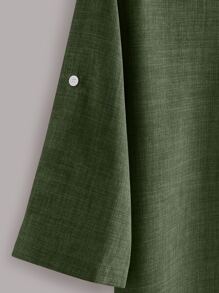 Manfinity Homme Camicia Da Uomo Con Mezza Bottoniera E Maniche Arrotolate