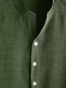 Manfinity Homme Camicia Da Uomo Con Mezza Bottoniera E Maniche Arrotolate