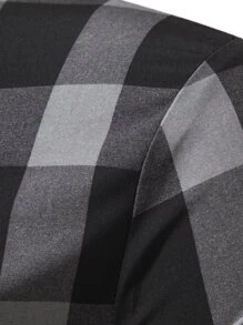 Manfinity Homme Camisa a cuadros para hombre con botones, manga larga, ajuste delgado, gráficos de vestir para el trabajo - Multicolor - Ver 5