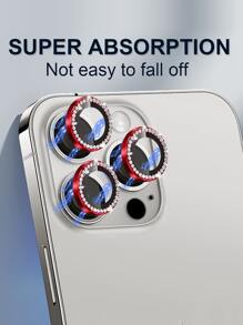 Rhinestone Decor Eagle Eye Phone Lens Film Compatible With iPhone15/15Plus/15Pro/15Promax - Purple - View 4