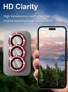 Rhinestone Decor Eagle Eye Phone Lens Film Compatible With iPhone15/15Plus/15Pro/15Promax - Purple - View 6