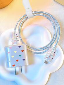 5入組愛心圖案數據線保護套和充電器頭套 - 彩色 - 查看 2