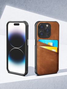 Habyby 带卡槽的 PU 皮革手机壳适用于 iPhone 11/iPhone 13/iPhone 14/iPhone 15/iPhone 12 - 棕色 - 查看 2