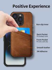 Habyby 带卡槽的 PU 皮革手机壳适用于 iPhone 11/iPhone 13/iPhone 14/iPhone 15/iPhone 12 - 棕色 - 查看 4