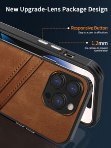 Habyby 带卡槽的 PU 皮革手机壳适用于 iPhone 11/iPhone 13/iPhone 14/iPhone 15/iPhone 12 - 棕色 - 查看 5