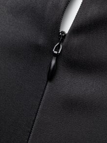 SHEIN BAE 3D Flower Lace Trim Bustier Satin Halter Top & Skirt - Black - View 9