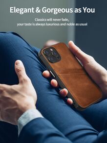 Habyby 带卡槽的 PU 皮革手机壳适用于 iPhone 11/iPhone 13/iPhone 14/iPhone 15/iPhone 12 - 棕色 - 查看 7