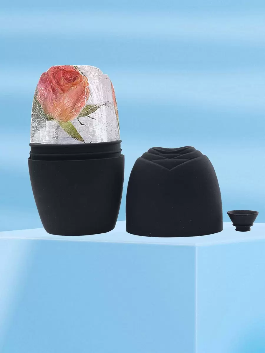 矽膠面部按摩冰滾球，1入組矽膠面膜應用及按摩冰塊盤，面部美容冰滾球皮膚護理工具，冰膜面部冰球，刮痧面部按摩，矽膠冰模型，面部美容用（藍色） - 黑色 - 查看 1