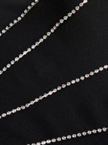 SHEIN BAE Áo nữ Pha lê kim cương màu trơn Giải trí - màu đen - Xem 8