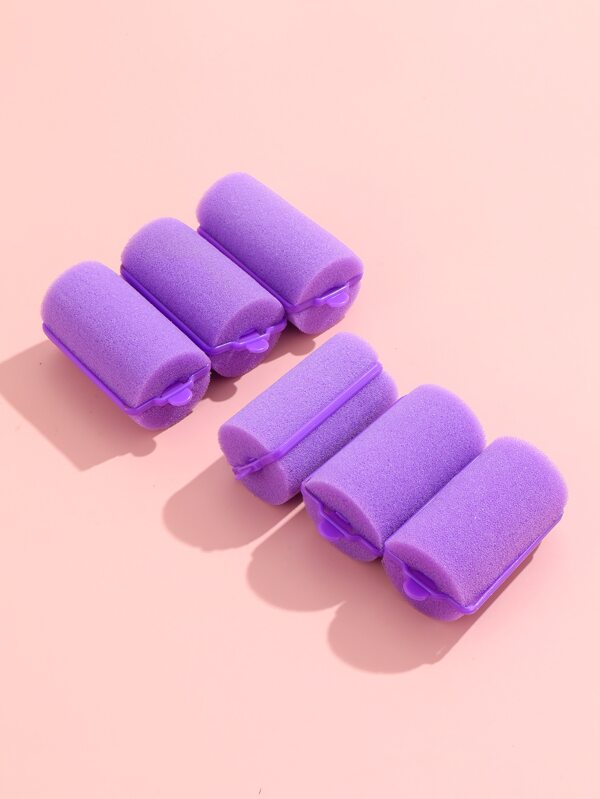 6pcs Solid Plastic Hair Curling Roller,Foam Sponge Hair Rollers