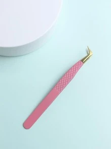 1pc Textured Stainless Steel Grafted Eyelash Tweezers - Rose Red - View 2