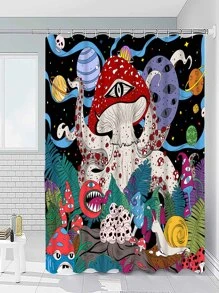 Bộ 1 Rèm Tắm In Hình Nấm, Tấm Lót Màn Tắm Chống Nước Nhiều Màu Sắc Cho Phòng Tắm - Nhiều màu - Xem 1