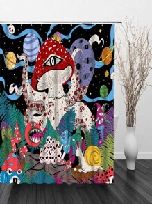 Bộ 1 Rèm Tắm In Hình Nấm, Tấm Lót Màn Tắm Chống Nước Nhiều Màu Sắc Cho Phòng Tắm - Nhiều màu - Xem 2