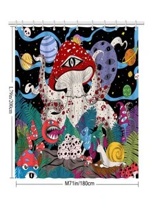 Bộ 1 Rèm Tắm In Hình Nấm, Tấm Lót Màn Tắm Chống Nước Nhiều Màu Sắc Cho Phòng Tắm - Nhiều màu - Xem 8