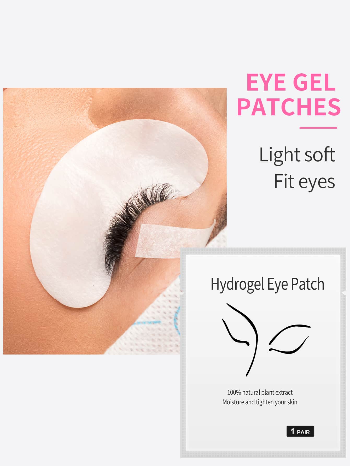 Glamlash 50對眼貼睫毛延長眼墊用於睫毛延長眼瞼貼紙凝膠貼片塑造眼睛 - 銀色 - 查看 1