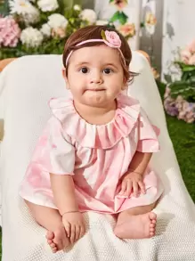 1pc Baby Flower Decor Hair Band - Baby Pink - View 1