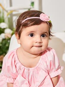 1pc Baby Flower Decor Hair Band - Baby Pink - View 3