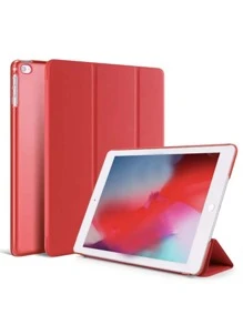 Ốp lưng PU chống nước có thể gập lại ba lần Tương thích với iPad - Đỏ - Xem 1