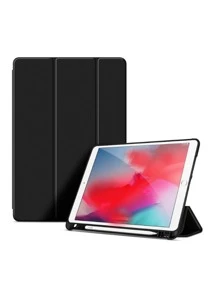 Có thể gập lại Chống rơi Ốp lưng PU chống nước chống trượt hoàn hảo Chống trượt hoàn hảo Tương thích với iPad - màu đen - Xem 4