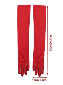 Solid Long Gloves - Red - View 3